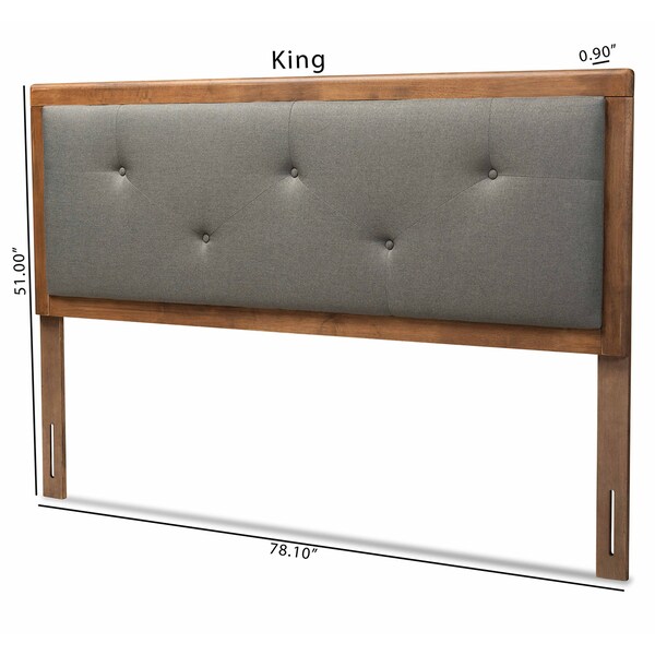 Baxton Studio Abner Transitional Dark Grey Fabric Upholstered and Walnut Brown Finished Wood Headboard-Full - 191-11527-ZORO