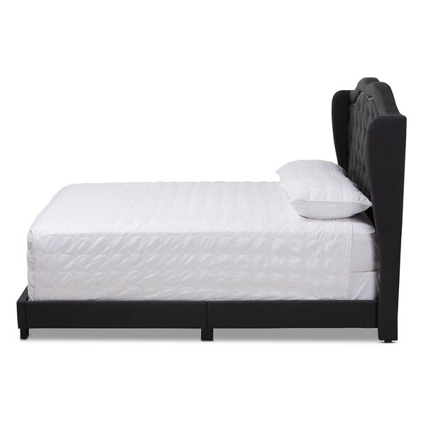 Baxton Studio Aden Modern Charcoal Grey Upholstered Queen Size Bed - 149-8927