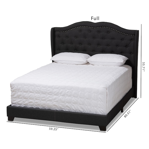 Baxton Studio Aden Modern Charcoal Grey Upholstered Queen Size Bed - 149-8927