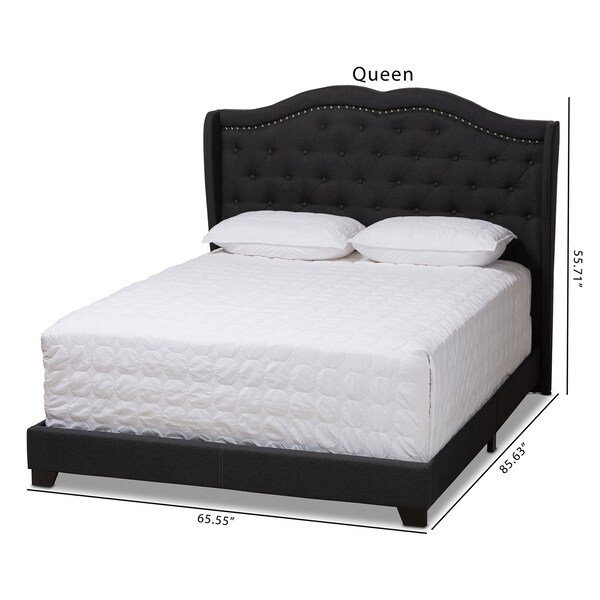 Baxton Studio Aden Modern Charcoal Grey Upholstered Queen Size Bed - 149-8927