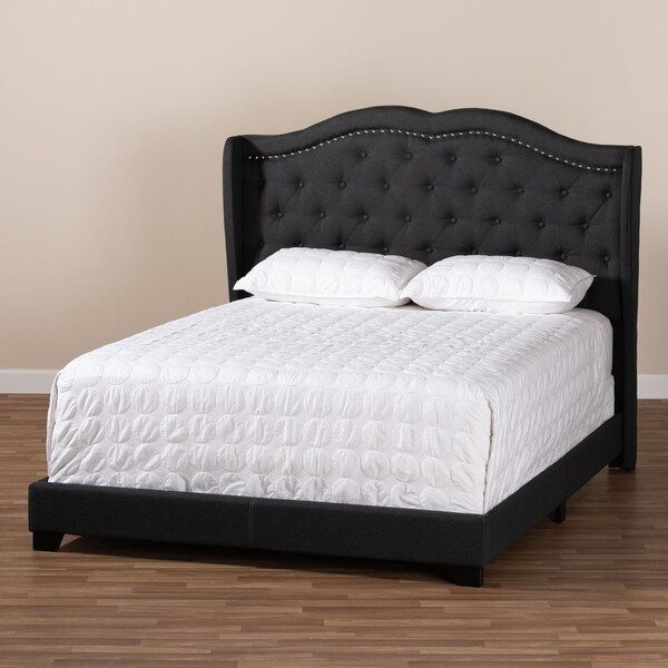 Baxton Studio Aden Modern Charcoal Grey Upholstered Queen Size Bed - 149-8927