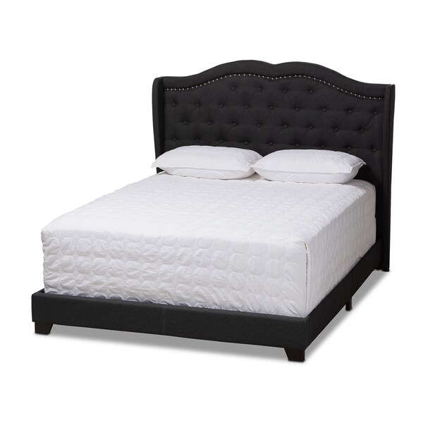 Baxton Studio Aden Modern Charcoal Grey Upholstered Queen Size Bed - 149-8927