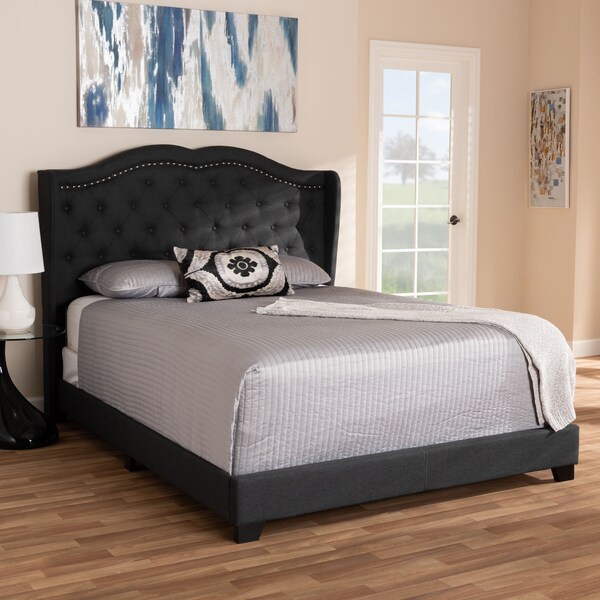 Baxton Studio Aden Modern Charcoal Grey Upholstered Queen Size Bed - 149-8927
