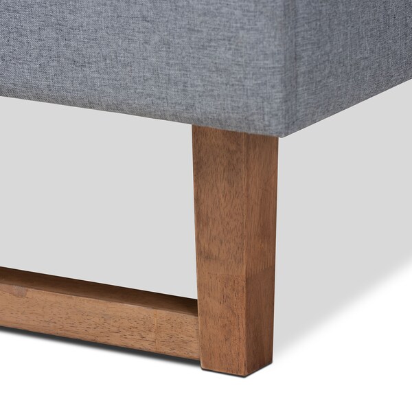 Baxton Studio Rina Dark Grey Upholstered and Ash Walnut Wood King Size Platform Bed - 164-9415-9424