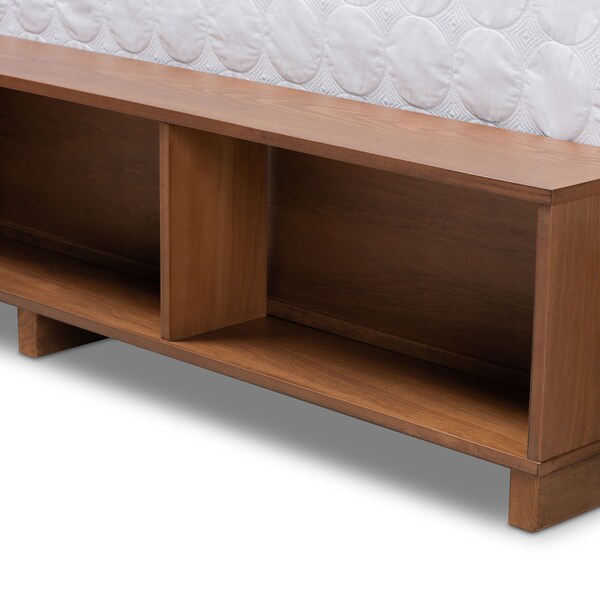 Baxton Studio Milana Ash Walnut Wood 4-Drawer Queen Size Platform Storage Bed - 173-9423-10669