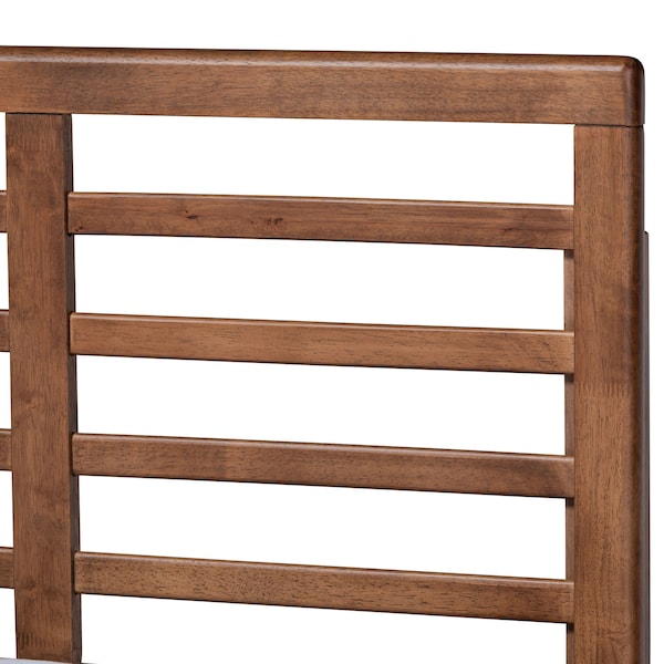 Baxton Studio Luciana Grey Upholstered and Ash Walnut Wood King Size Platform Bed - 164-9418-9424