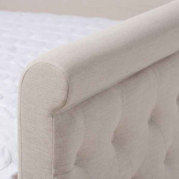 Baxton Studio Alena Light Beige Upholstered Full Size Daybed with Trundle - 147-8726