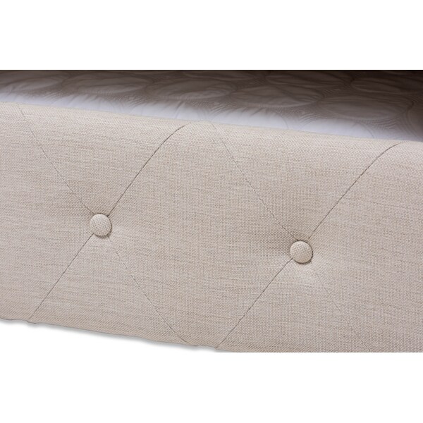 Baxton Studio Alena Light Beige Upholstered Full Size Daybed with Trundle - 147-8726