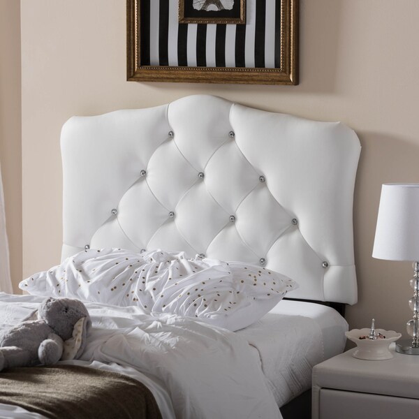 Baxton Studio Rita White Upholstered Button-Tufted Twin Size Headboard - 125-6965