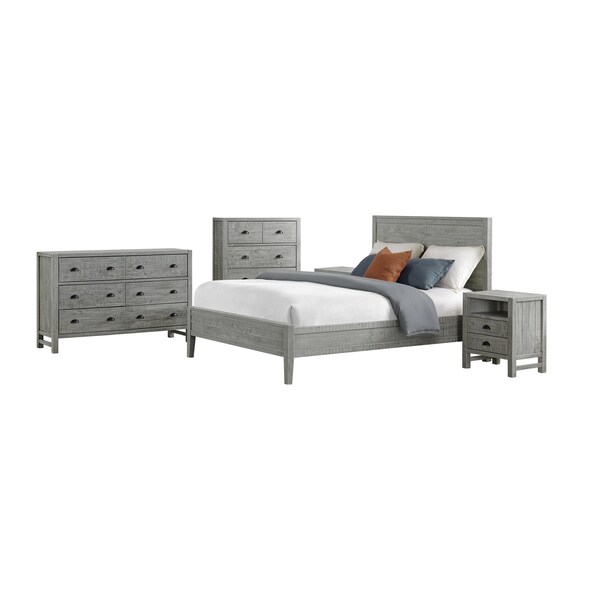 Alaterre Furniture Arden 5-Piece Wood Bedroom Set w/Queen Bed, Two 2-Drwr Nightstand, 5-Drwr Chest, 6-Drwr Dresser, Gray - ANAN011343032