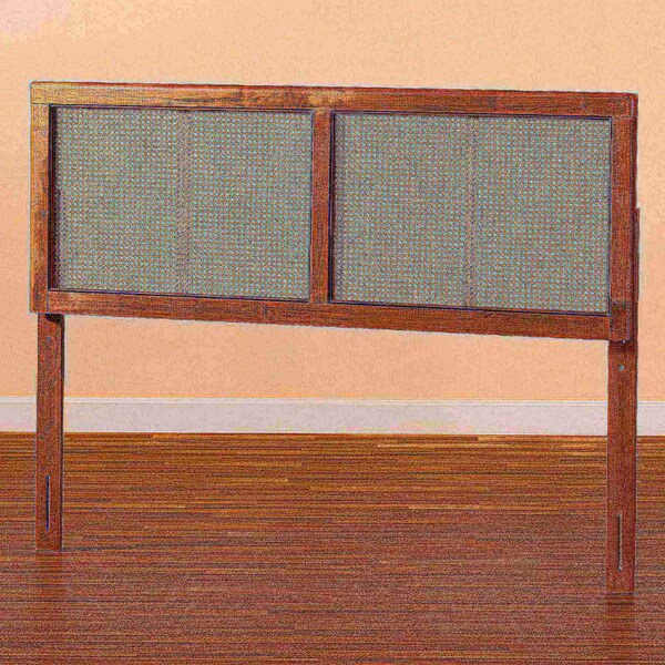Baxton Studio Gilbert Mid-Century Modern Ash Walnut Finished Wood and Synthetic Rattan Queen Size Headboard - 181-11094-ZORO