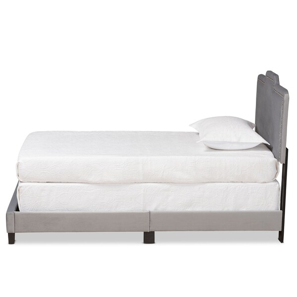 Baxton Studio Benjen Modern and Contemporary Glam Grey Velvet Fabric Twin Size Panel Bed - 183-11268-ZORO