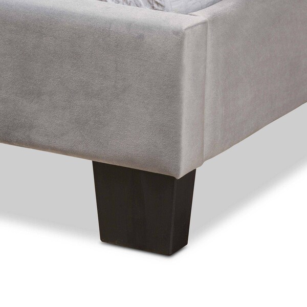 Baxton Studio Benjen Modern and Contemporary Glam Grey Velvet Fabric Twin Size Panel Bed - 183-11268-ZORO
