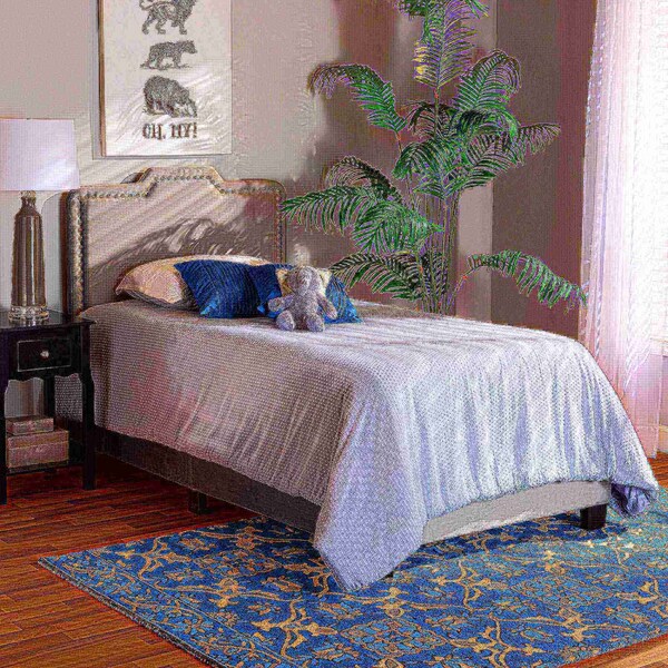 Baxton Studio Benjen Modern and Contemporary Glam Grey Velvet Fabric Twin Size Panel Bed - 183-11268-ZORO