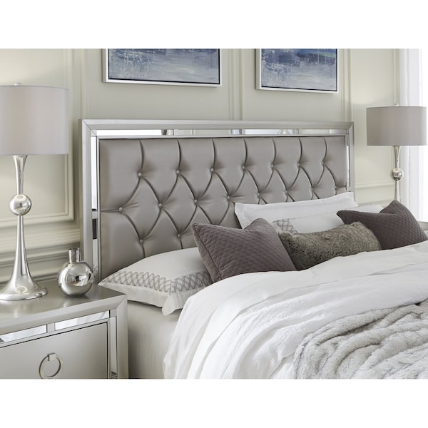 Global Furniture Usa Transitional Glam Mirrored Riley Silver King Bed - 3040