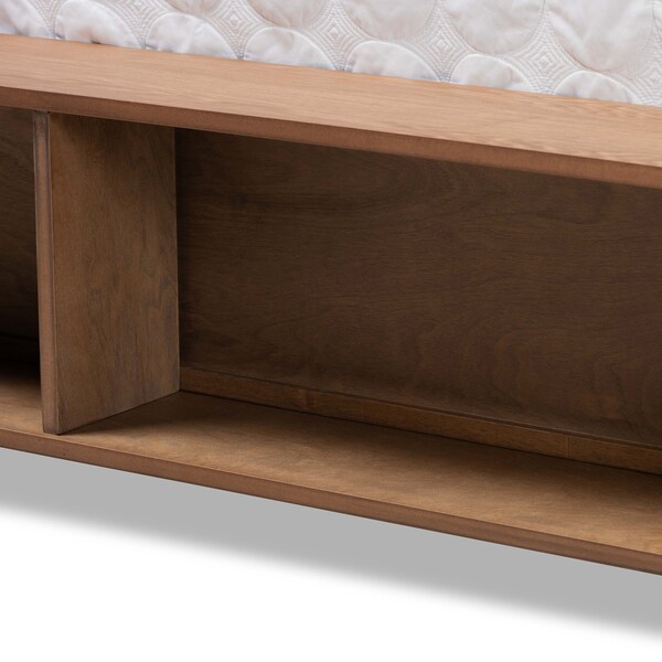 Baxton Studio Alba Modern Transitional Ash Walnut Brown Finished Wood King Size 4-Drawer Storage Bed - 175-9427-10670-ZORO