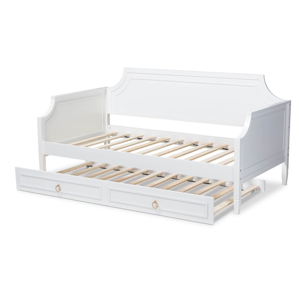 Baxton Studio Mariana White Finished Wood Twin Size Daybed with Trundle - 158-9640-9654