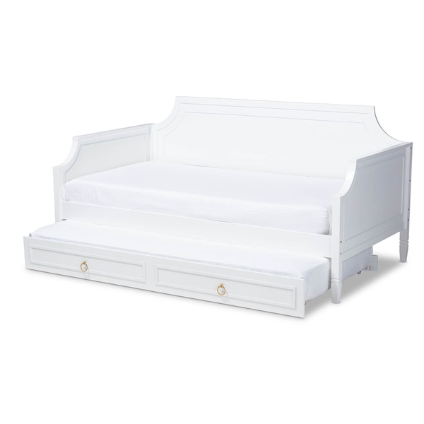 Baxton Studio Mariana White Finished Wood Twin Size Daybed with Trundle - 158-9640-9654