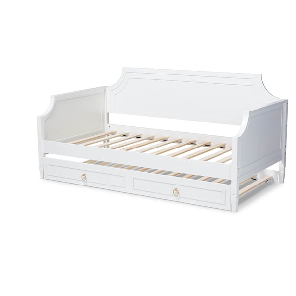 Baxton Studio Mariana White Finished Wood Twin Size Daybed with Trundle - 158-9640-9654