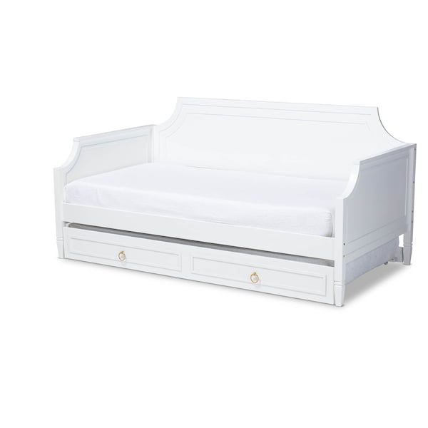 Baxton Studio Mariana White Finished Wood Twin Size Daybed with Trundle - 158-9640-9654