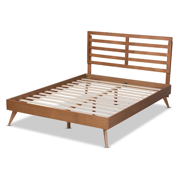 Baxton Studio Shiro Mid-Century Modern Ash Walnut Finished Wood Full Size Platform Bed - 182-11105-9407-ZORO