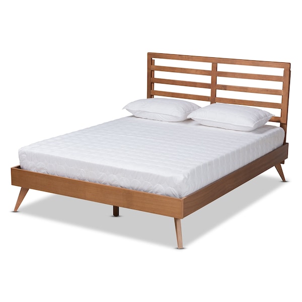 Baxton Studio Shiro Mid-Century Modern Ash Walnut Finished Wood Full Size Platform Bed - 182-11105-9407-ZORO