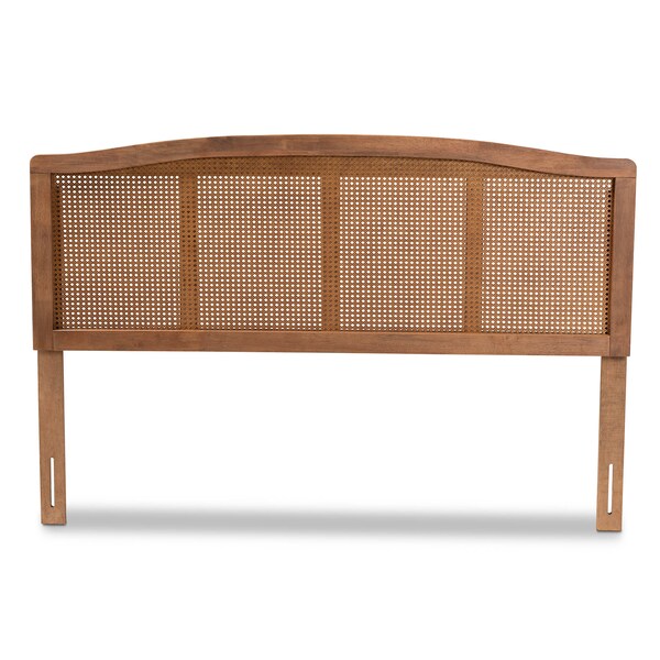 Baxton Studio Marieke Ash Walnut Finished and Synthetic Rattan Queen Size Headboard - 159-9809