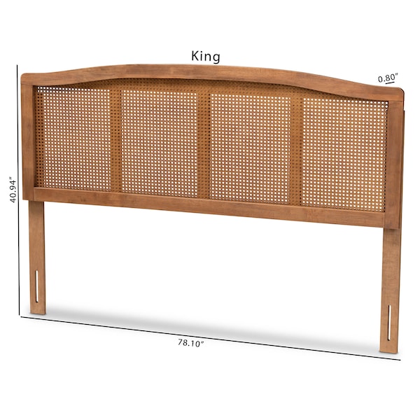 Baxton Studio Marieke Ash Walnut Finished and Synthetic Rattan Queen Size Headboard - 159-9809