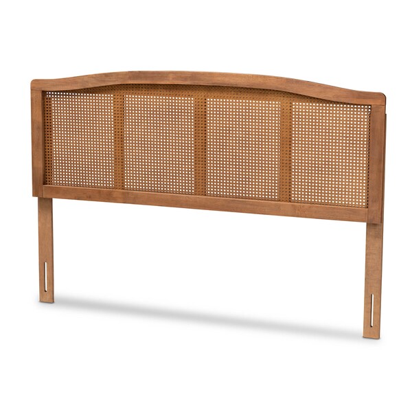 Baxton Studio Marieke Ash Walnut Finished and Synthetic Rattan Queen Size Headboard - 159-9809