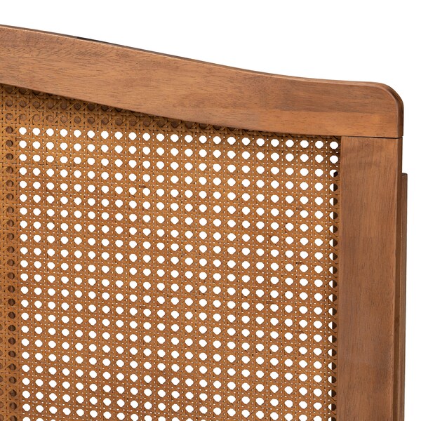 Baxton Studio Marieke Ash Walnut Finished and Synthetic Rattan Queen Size Headboard - 159-9809