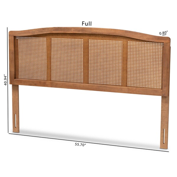 Baxton Studio Marieke Ash Walnut Finished and Synthetic Rattan Queen Size Headboard - 159-9809