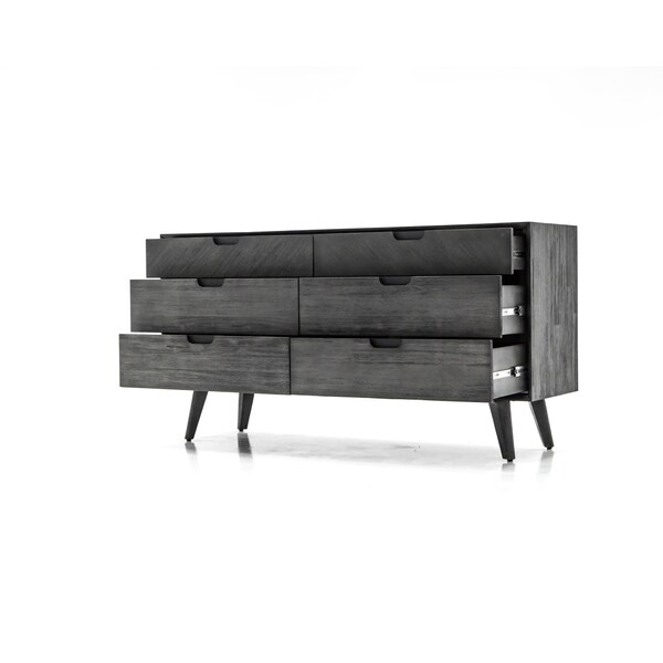 Armen Living Mohave 4 Piece Acacia Queen Bedroom Set with Dresser and Nightstands - SETMVBDQN4A