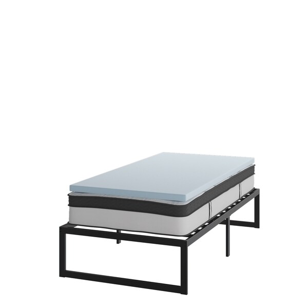 Flash Furniture 10" Twin Mattress, 14" Bed frame & 3" Topper Set - XU-BD10-10PSM3M35-T-GG