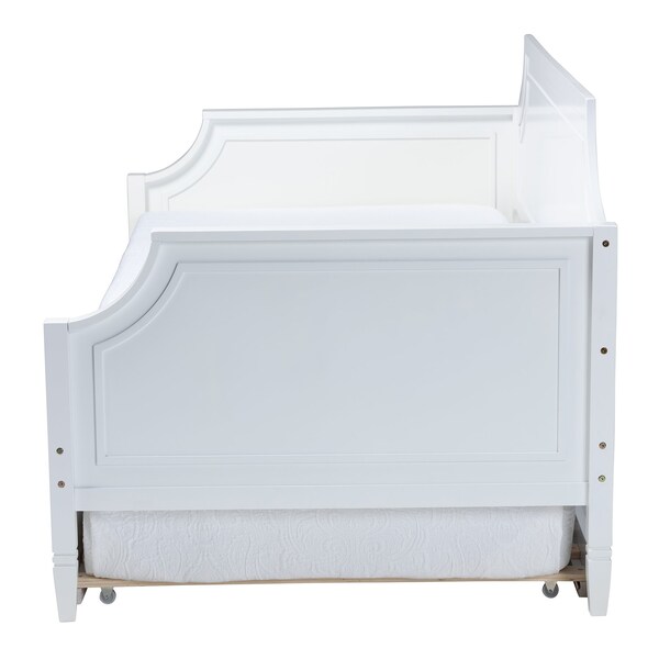 Baxton Studio Mariana Classic and Traditional White Finished Wood Full Size Daybed with Twin Size trundle - 222-12539-9654-ZORO