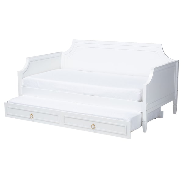 Baxton Studio Mariana Classic and Traditional White Finished Wood Full Size Daybed with Twin Size trundle - 222-12539-9654-ZORO