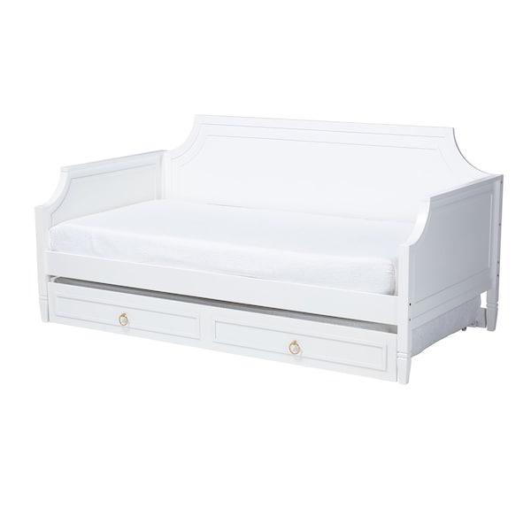 Baxton Studio Mariana Classic and Traditional White Finished Wood Full Size Daybed with Twin Size trundle - 222-12539-9654-ZORO