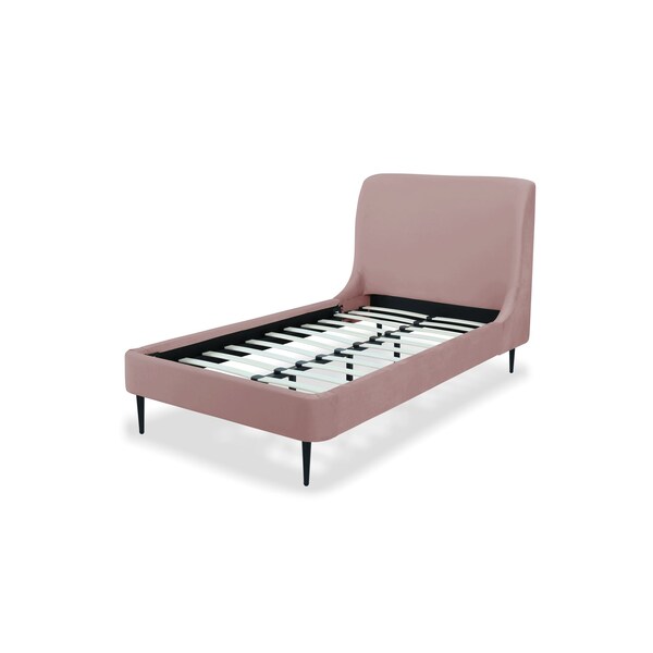 Manhattan Comfort Mid-Century Modern Bedframe with Headboard for Bedroom Use - S-BD003-TW-BH