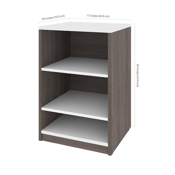 Bestar Cielo Full Murphy Bed with Floating Shelves (79W), Bark Grey & White - 80897-47