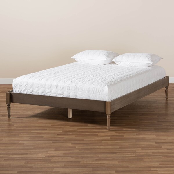 Baxton Studio Colette Weathered Grey Oak Finished Wood Full Size Platform Bed Frame - 161-10178
