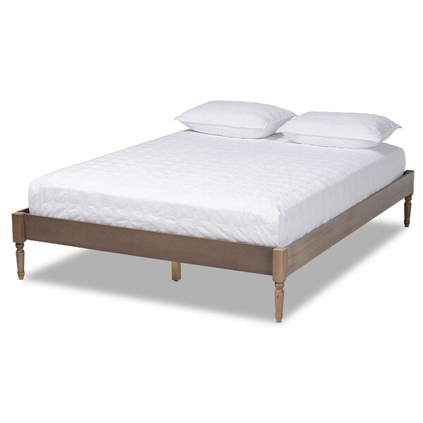 Baxton Studio Colette Weathered Grey Oak Finished Wood Full Size Platform Bed Frame - 161-10178