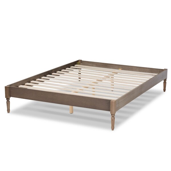 Baxton Studio Colette Weathered Grey Oak Finished Wood Full Size Platform Bed Frame - 161-10178