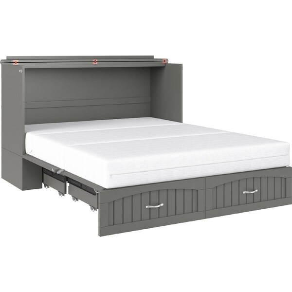 Atlantic Furniture Southampton Murphy Bed Chest with Charging Station, Queen - Grey - AC614149