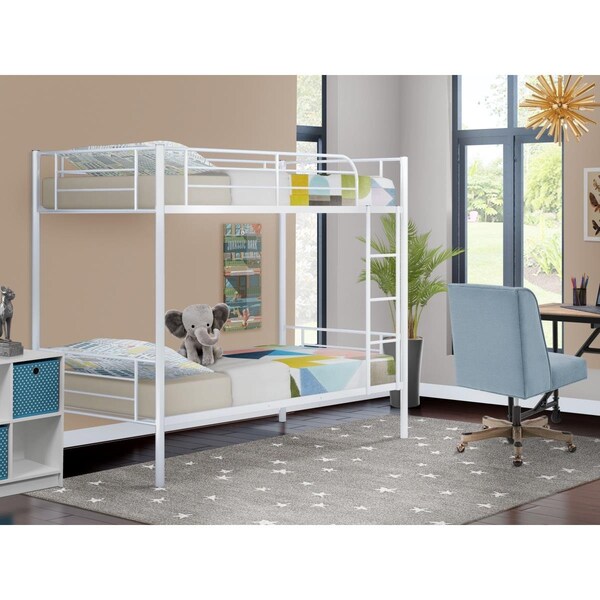 East West Furniture East West Furniture DAT0WHI Danbury Twin Size Bunk Bed - Powder Coating White - DAT0WHI