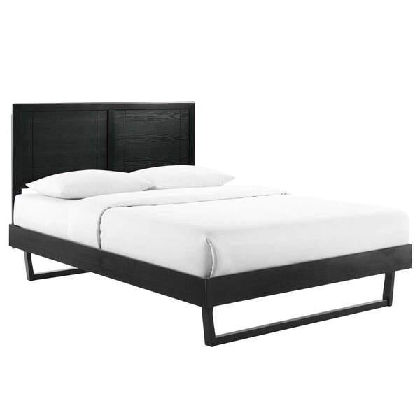 Modway Furniture Marlee Queen Size Wood Platform Bed with Angular Frame, Black - MOD-6381-BLK