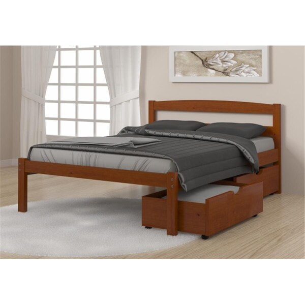 Fixturesfirst PD-575FE-505E Full Size Econo Bed with Dual Under Bed Drawers in Light Espresso - FI2484090