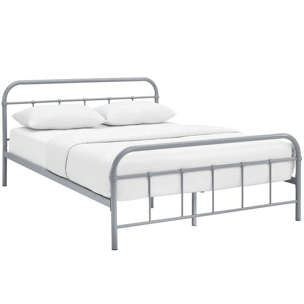Modway Furniture 36.5 x 84.5 in. Maisie Queen Stainless Steel Bed Frame - Gray - MOD-5533-GRY-SET