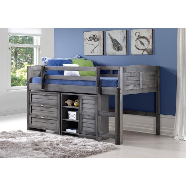Fixturesfirst PD-790AAG-Mod-C6 Loft Bed with 3 Drawer Chest & 2 Drawer Chest - FI3171925