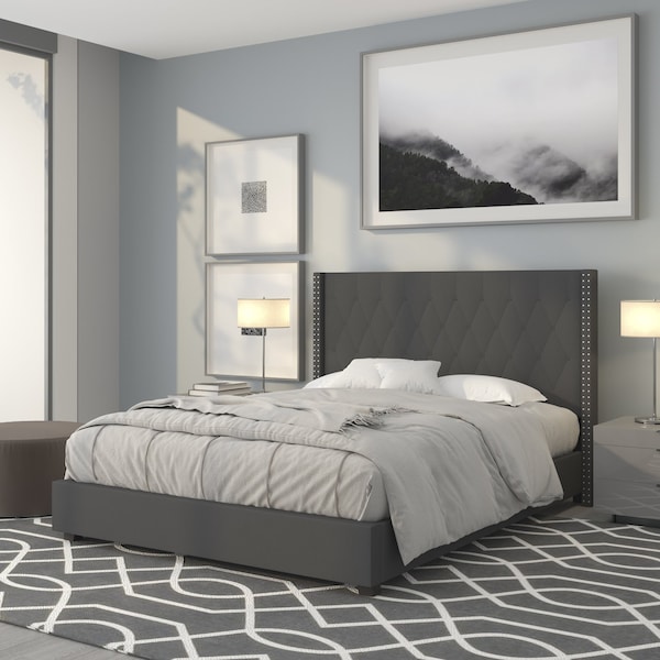 Flash Furniture Platform Bed, Riverdale, Queen, Dark Gray - HG-47-GG