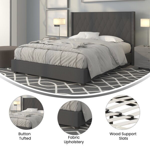 Flash Furniture Platform Bed, Riverdale, Queen, Dark Gray - HG-47-GG
