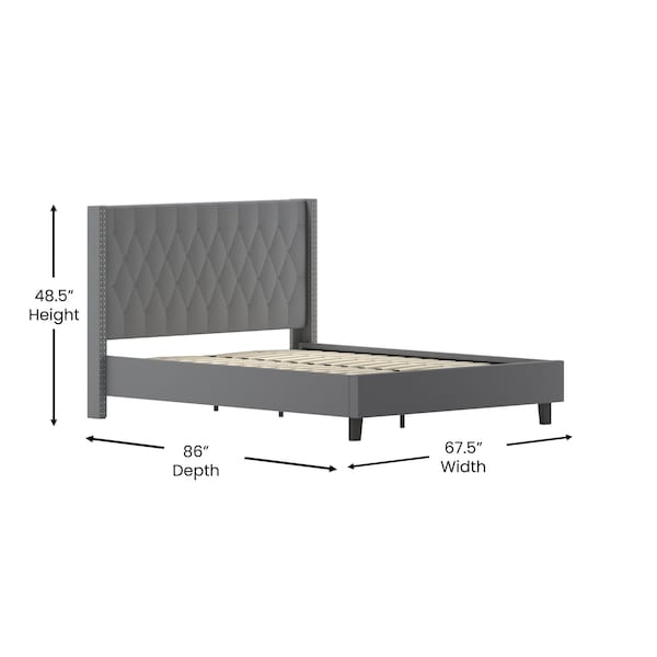 Flash Furniture Platform Bed, Riverdale, Queen, Dark Gray - HG-47-GG
